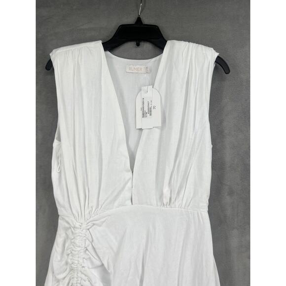Rumer Tully Maxi Dress Size Small White V-neck Side Slit - Picture 5 of 12